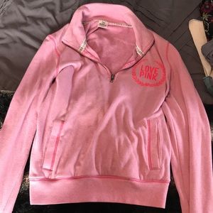 Pink 1/4 zip sweat shirt